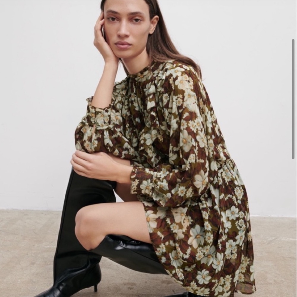 ZARA Floral Printed Chiffon Romper